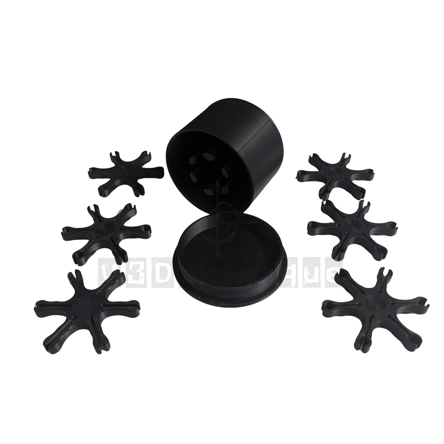 6 x porte amorce poudre noir avec boîte de transport