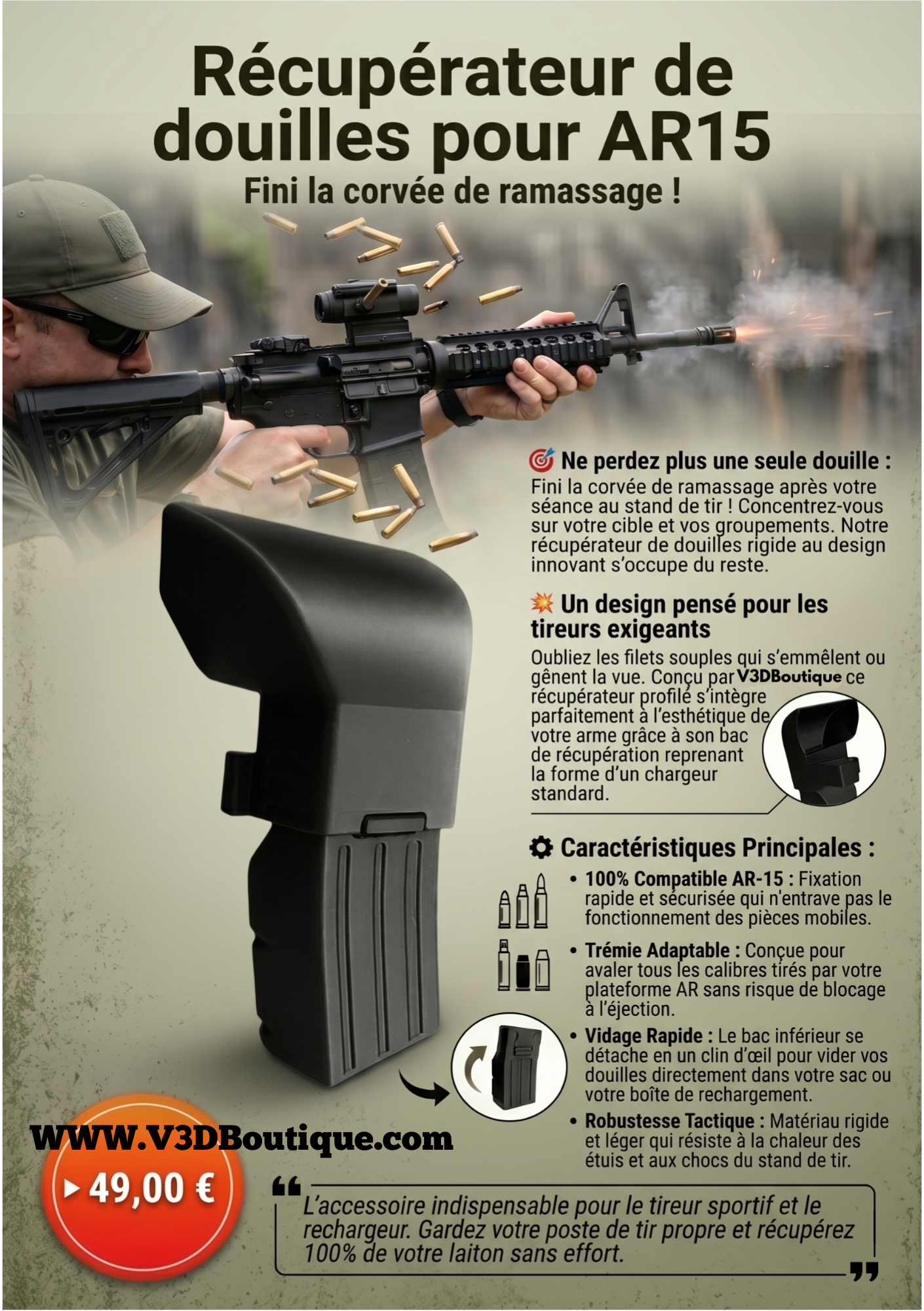 Récupérateur de douilles pour AR15